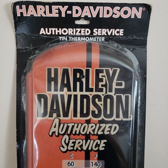 HARLEY‎ DAVIDSON Authorized Service Advertising 26.75" x 8" Thermometer Tin Sign - Picture 2 of 8